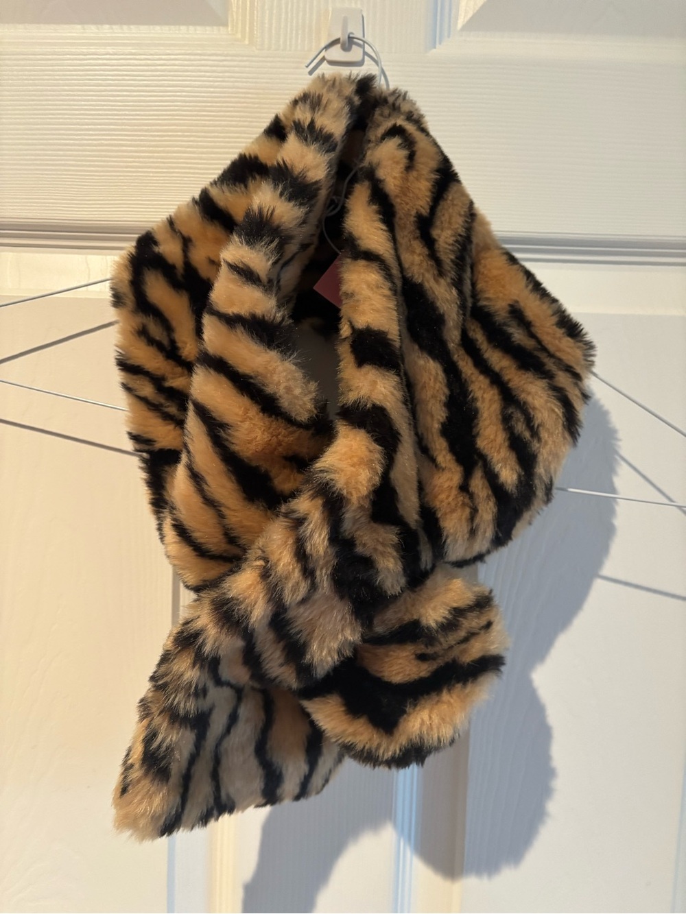 Source Unknown Faux Fur Tiger Stripe Wrap - Black & Tan